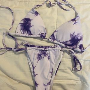 Shein purple tie dye triangle bikini